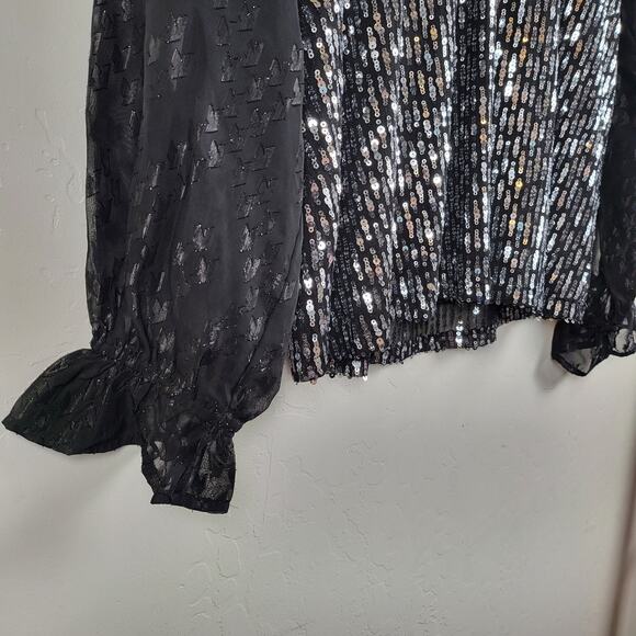 NWT Cupio Sequin Bodice Blouse Party, Whimsigoth, Dark Coquette, Dark Glam Sz L - Picture 11 of 15